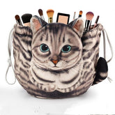 Purrfect Plush Cat Drawstring Makeup Bag