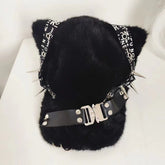 Gothic Cat Ear Studded Plush Baseball Cap