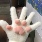 Fluffy 3D Cat Paw Winter Gloves