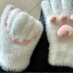 Fluffy 3D Cat Paw Winter Gloves
