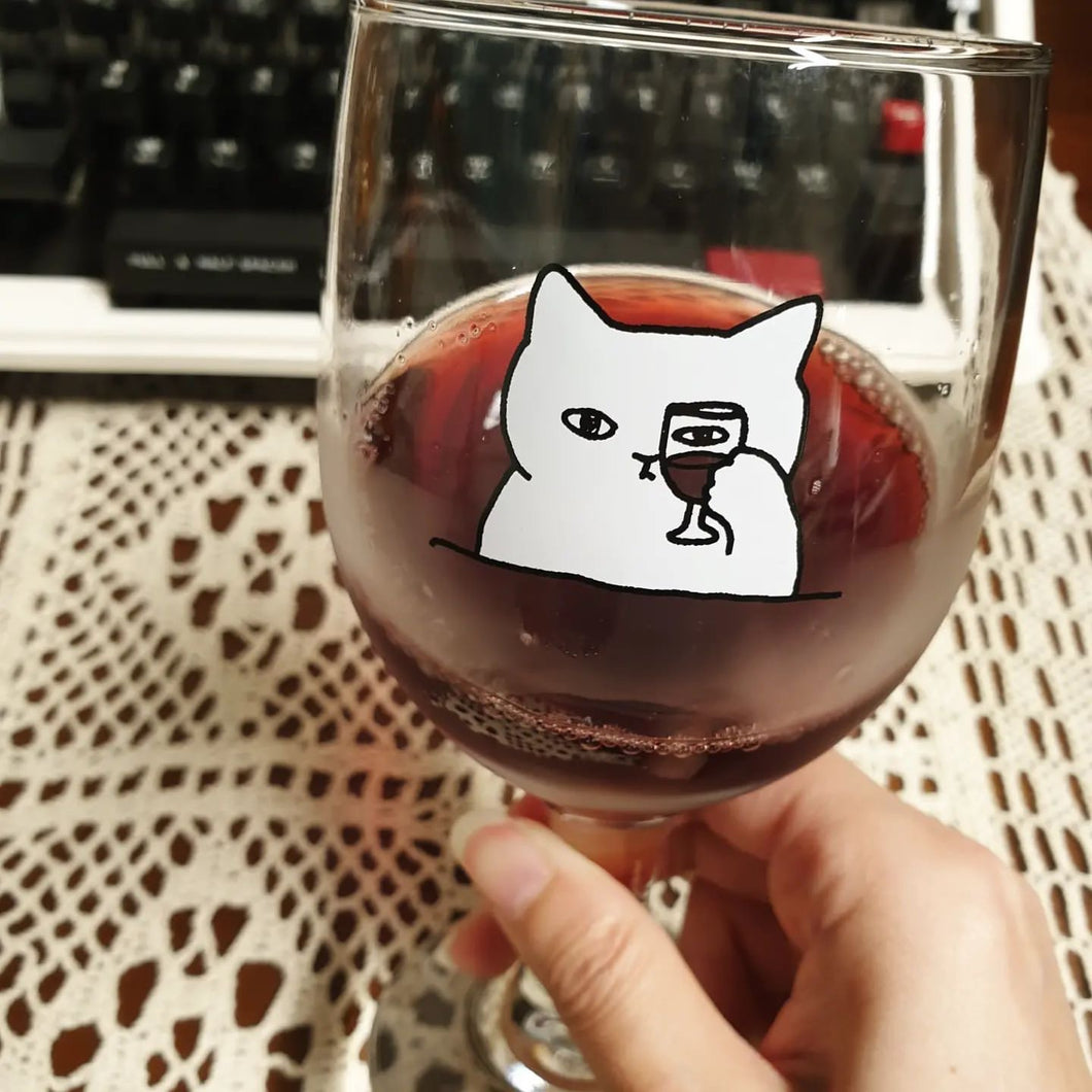 Cheers with Cat Wines Glass