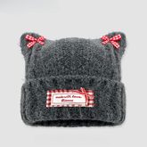Cute Ribbon Cat Ear Winter Beanie