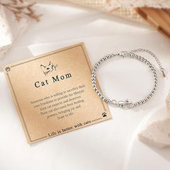 🎁 FREE - Cat Mom Bracelet With Heartfelt Message Card
