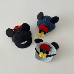 Adorable Bow & Ears Denim Short Brim Cap For Kids