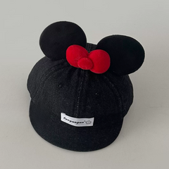 Adorable Bow & Ears Denim Short Brim Cap For Kids