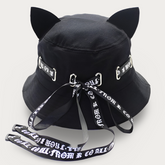 Gothic Ribbon Cat Ear Bucket Hat