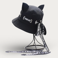 Gothic Ribbon Cat Ear Bucket Hat