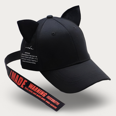 Hip Hop Kitty Baseball Cap with Printed Strap