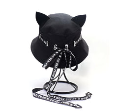 Gothic Ribbon Cat Ear Bucket Hat