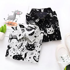 Slim Cut Chiffon Cat Print Shirt