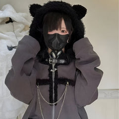 Gothic Punk Chain Cat Ears Hoodie