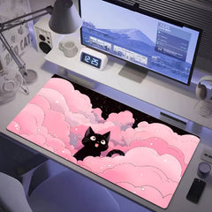 Extra Large Kawaii Black Cat Mousepad