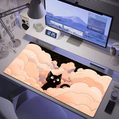 Extra Large Kawaii Black Cat Mousepad