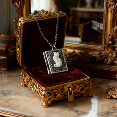 🎁 FREE - Cat Lover Silver Book Locket Necklace