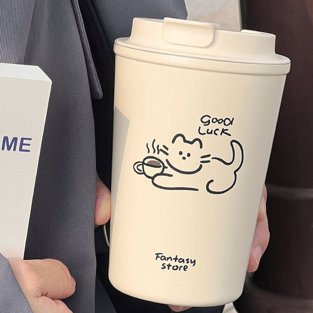 Comical Cat Print Stainless Steel Tumbler