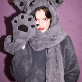 Wicked Cat Plush Hooded Scarf