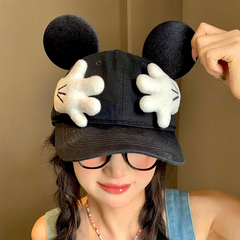 Black Disney baseball hat with Mickey ears for family photos
