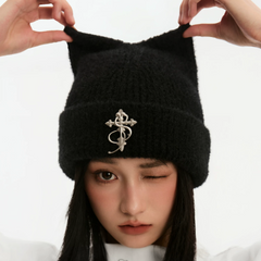 Gothic Plush Cat Ears Beanie