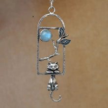 Load image into Gallery viewer, Hanging Cat Moonstone Charm
