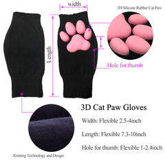 3D Pink Cat Paw Gloves & Stockings
