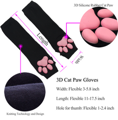 3D Pink Cat Paw Gloves & Stockings