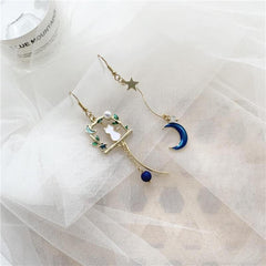 Cat Enjoys Moonlight Earrings