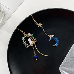 Cat Enjoys Moonlight Earrings