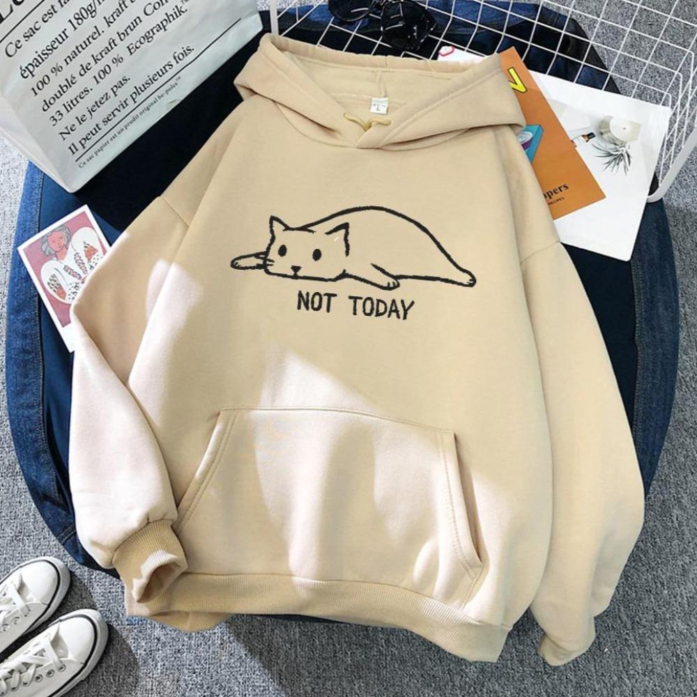 Lazy Cat Print Hoodie [Plus Size Available]