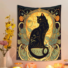 Art Nouveau Black Cat Tapestry