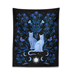 Divine Thistle Cat Tapestry for Mystical Home Aura