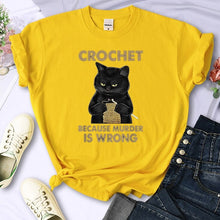 Load image into Gallery viewer, Crochet Because Murder Is Wrong Cattitude T-Shirt [Plus Size Available]
