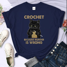 Load image into Gallery viewer, Crochet Because Murder Is Wrong Cattitude T-Shirt [Plus Size Available]
