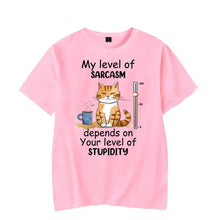 Load image into Gallery viewer, My Level of Sarcasm Depends on Your Level of Stupidity T-Shirt [Plus Size Available]
