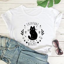 Load image into Gallery viewer, Creature Of The Night Black Cat T-shirt [Plus Sizes Available]
