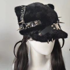 Gothic Cat Ear Studded Plush Baseball Cap