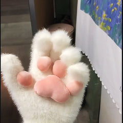 Fluffy 3D Cat Paw Winter Gloves