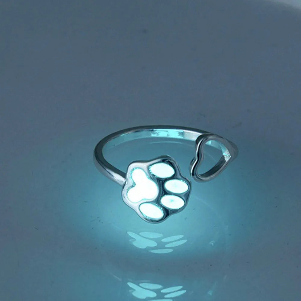 Glowing Cat Paw Heart Ring [ 925 Sterling Silver]