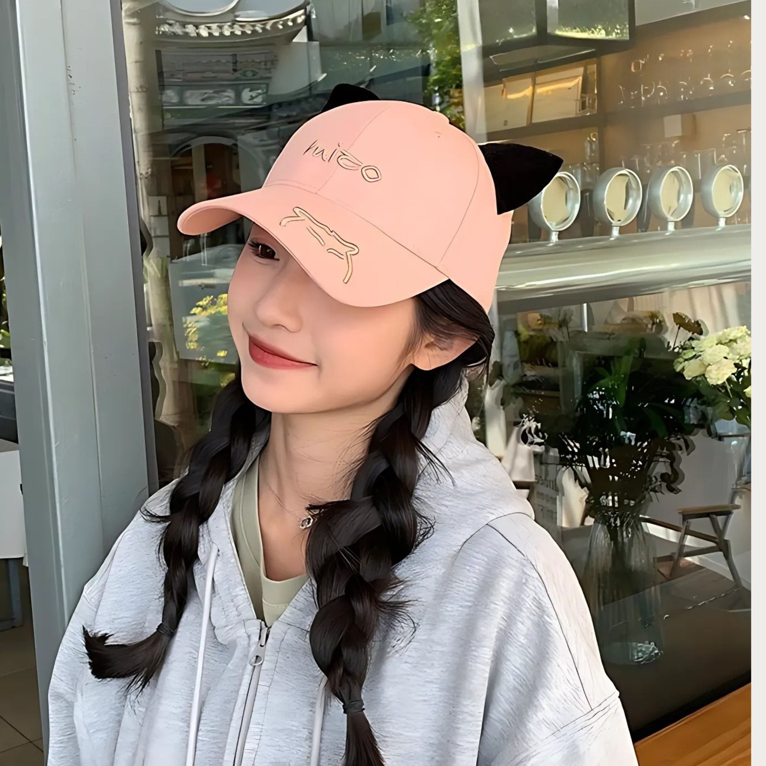 WhiskerCharm Embroidered Cat Ear Cap