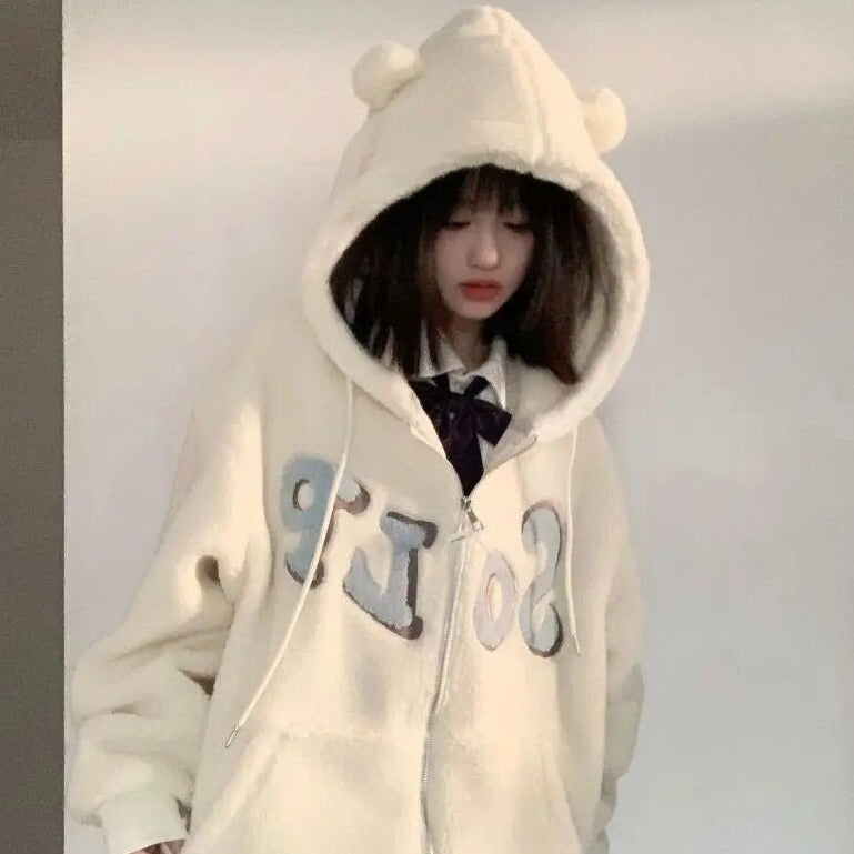 Harajuku Hug-Meow Cat Ears Hoodie