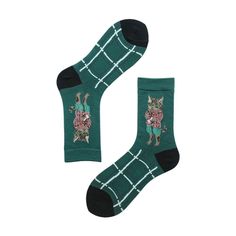 Forest Cat Fairy Jacquard Socks