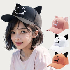 Mischief Embroidered Cat Ear Cap