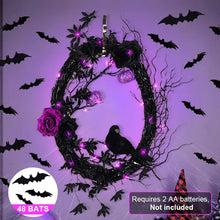 Load image into Gallery viewer, Gothic Romance Light Up Halloween Wreath with Black Cat &amp; Moon
