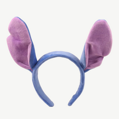 Plush blue and purple alien ears headband for kids and adults, theme park accessory
