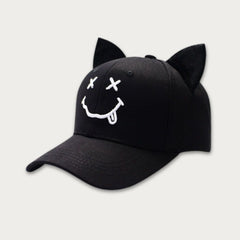 Mischief Embroidered Cat Ear Cap