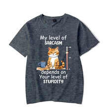 Load image into Gallery viewer, My Level of Sarcasm Depends on Your Level of Stupidity T-Shirt [Plus Size Available]

