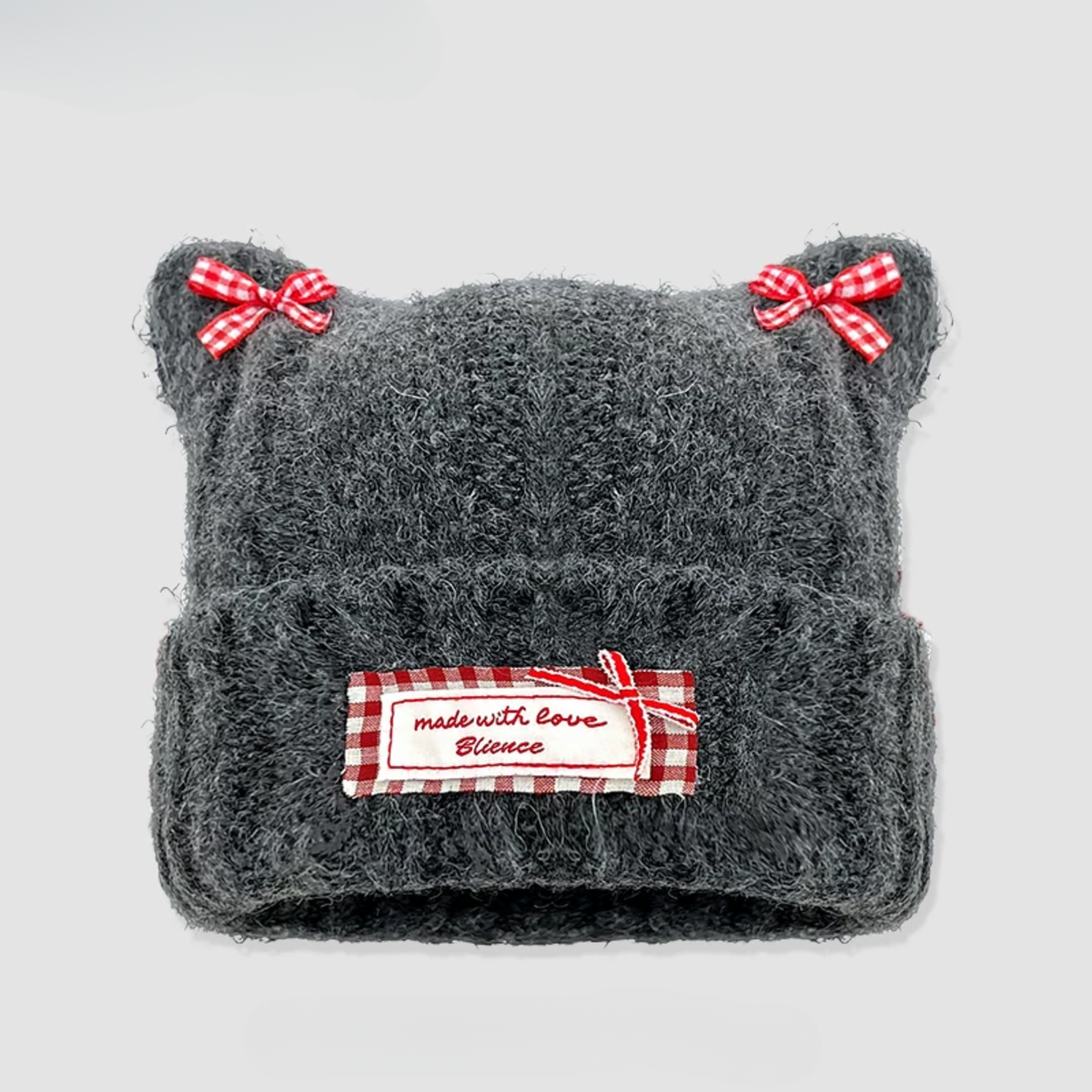 Cute Ribbon Cat Ear Winter Beanie