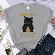 Load image into Gallery viewer, Crochet Because Murder Is Wrong Cattitude T-Shirt [Plus Size Available]
