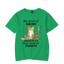 Load image into Gallery viewer, My Level of Sarcasm Depends on Your Level of Stupidity T-Shirt [Plus Size Available]
