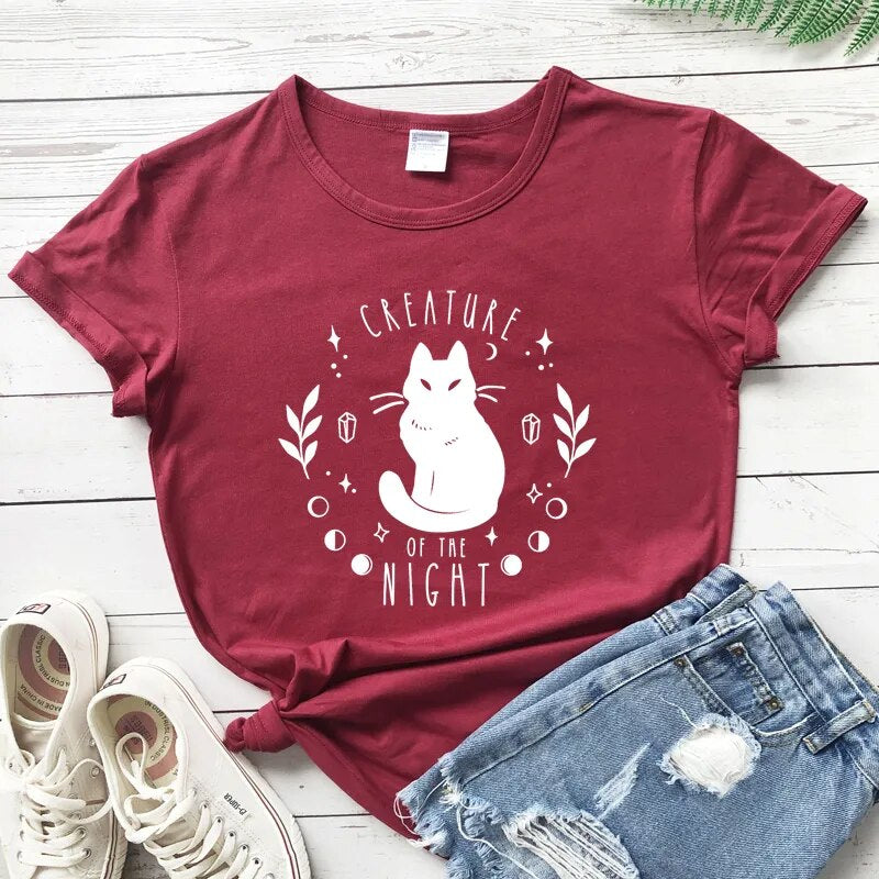 Creature Of The Night Black Cat T-shirt [Plus Sizes Available]