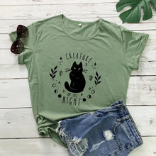 Load image into Gallery viewer, Creature Of The Night Black Cat T-shirt [Plus Sizes Available]
